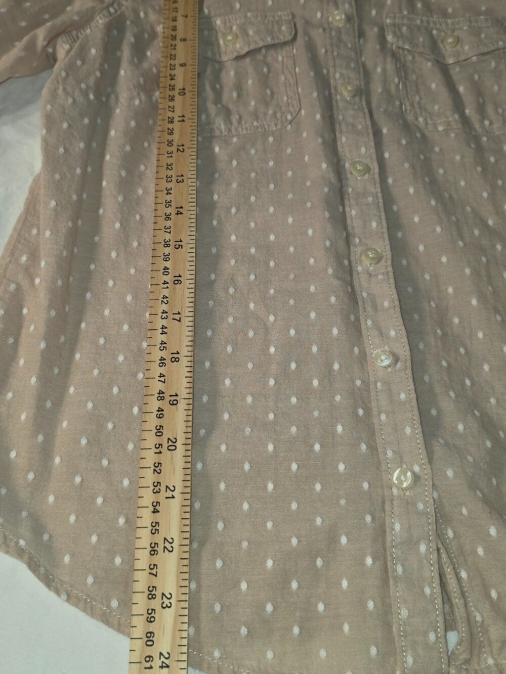 St. John's Bay Petite PS Beige Cotton Button-Up Shirt